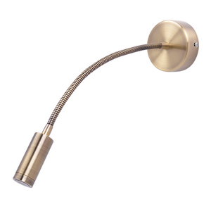 Lámparas LED de pared personalizables de 3W, luces de cama de hotel de bronce con cuerpo de hierro flexible giratorio para dormitorio - Product Image 1