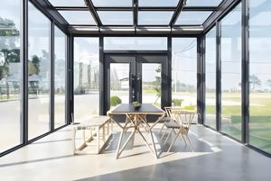 Véranda personnalisable en alliage d'aluminium pour véranda autoportante à double croupe Villas résidentielles extérieures à <span class=keywords><strong>toit</strong></span> plat - Product Image 5