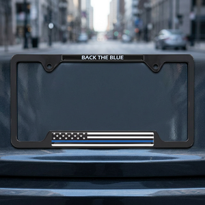 Cadre de plaque d'immatriculation LED Thin Blue Line en aluminium et plastique avec cadre en acier 12W X 6H plaqué noir - Product Image 2