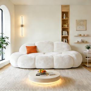 Upholstered Cloud Teddy Living Room Sofa Compressed Sofas in a Box No Assembly Required Lounge Sofa <strong>Couch</strong> with Curved Design - Product Image 2