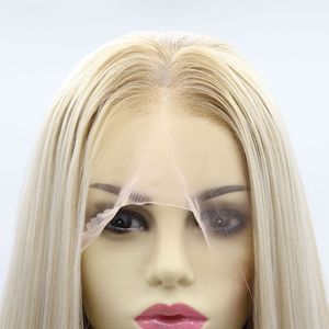 วิกผมไหมสังเคราะห์<span class=keywords><strong>เกาหลี</strong></span>แบบติดด้วยมือ 13*6  ไล่สีทอง แสกกลาง <span class=keywords><strong>ผม</strong></span><span class=keywords><strong>ยาว</strong></span>ตรง  สำหรับผู้หญิง  ปรับรูปหน้าได้ - Product Image 4