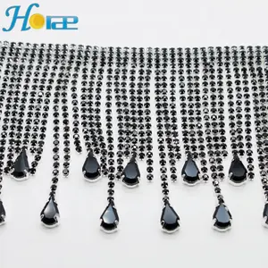 hbt217 Fashion High Quality Diamond Fringe Trim Crystal Cup Chain Banding Trim
