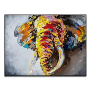 무거운 페인트 수제 Impressional 동물 그림 현대 추상 아트 팔레트 나이프 코끼리 그림