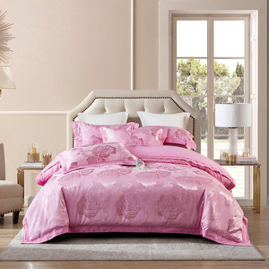 Personalizado 100% algodón <span class=keywords><strong>Gonza</strong></span> bordado Jacquard cuatro piezas algodón europeo boda bordado 60 piezas juego de cama de 4 piezas - Product Image 3