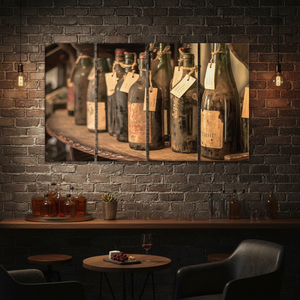 Toile imprimée avec des bouteilles de vin vintage : décoration élégante pour bar, lot de 4 toiles - Product Image 3