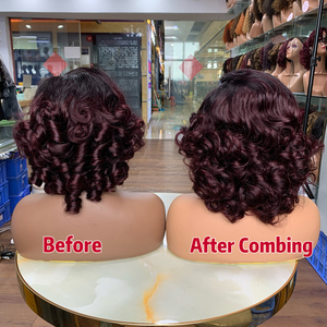 T1B99J Desata tu Diva Interior con la Peluca de Cabello Humano de Alta Calidad con Cierre de Encaje 5x5 y Rizos Elásticos de 12 Pulgadas, Sin Pegamento - Product Image 1