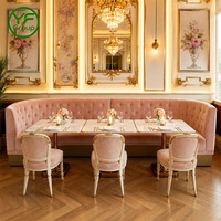 Bancs de Banquette en Velours Rose et Bois pour Restaurants, Vente en Gros Usine, Sièges d'Angle pour Banquets et Cafés