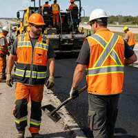 Rompi Keselamatan Hi Vis 100% Poliester Jaring Pakaian Kerja Reflektif Rompi Konstruksi dengan Banyak Kantong Leher Spons ANSI Kelas 2