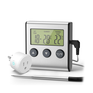 Thermomètre numérique pour viande à micro-ondes, pour la cuisine et le barbecue, avec horloge et minuteur, en plastique, pour fumoir et four - Product Image 1