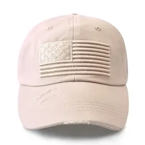 Topi bisbol bendera Amerika dapat dicuci, Kustom topi bola olahraga tekan USA Vintage topi ayah untuk pria
