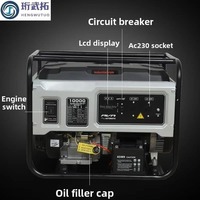 Générateur d'essence portable toutes séries 3-10KW, démarrage par lanceur, AVR stabilisé, silencieux, réservoir de carburant 25L, monophasé/triphasé, usage domestique