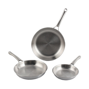 Poêle à frire haut de gamme en acier inoxydable martelé, triple épaisseur, de qualité alimentaire, avec poignée creuse - Product Image 5