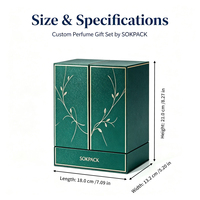 Boîte cadeau de parfum rigide à double porte en forme de V personnalisée, papier texturé vert écologique, emballage de luxe pour flacon de parfum