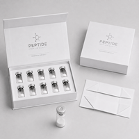 Boîte cadeau rigide magnétique pliable en carton avec insert en EVA et logo personnalisé en feuille d'argent blanc mat de qualité supérieure pour flacon de peptide