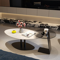 Table basse en dalle de pierre d'ardoise de forme irrégulière, style moderne minimaliste, pour petit appartement, salon, mobilier d'intérieur, artistique, haut de gamme