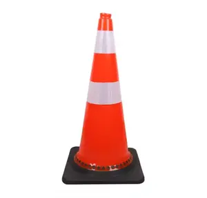 USA Standard PVC Traffic Safety Cone 30 Inch Black Base Soft PVC Cone