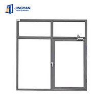Ventanas Abatibles de Aluminio Negro con Doble Vidrio Templado Horizontal, Resistentes a Huracanes e Incendios, Estilo Americano Moderno