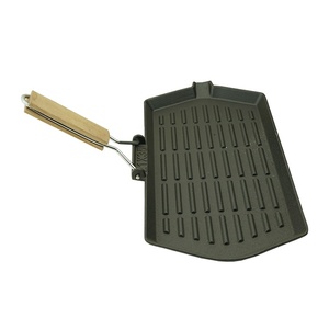 Padella Grill Esagonale in <span class=keywords><strong>Ghisa</strong></span> Pretrattata con Manico in Legno Rilevabile e Beccuccio per Scarico Grasso - Product Image 2
