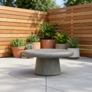 Stony Cone Base <b>Round</b> Concrete Coffee <b>Table</b> Traditional Antique Durable Outdoor Indoor Home Furniture Centerpiece - Product Image 5