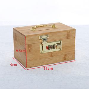 ब्लाइंड बॉक्स स्क्वायर लकड़ी के भंडारण बॉक्स और पासवर्ड पैडलॉक ढक्कन और नीचे प्राकृतिक लकड़ी पैकेजिंग और बुक बॉक्स - Product Image 5