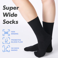 Chaussettes pour diabétiques, hauteur genou, en mélange de fibres de bambou et de coton, coupe ample confortable, pour hommes, noir et blanc, qualité OEM