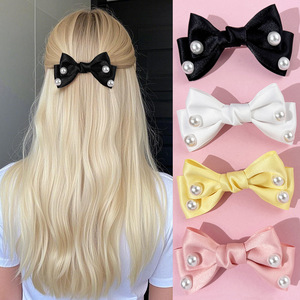 11Cm Handmade Ngọt Ngào Tóc <span class=keywords><strong>Pin</strong></span> Rắn Màu Barrette Vải Dễ Thương Ngọc Trai Bangs Tóc Clip Cho Cô Gái Phụ Nữ - Product Image 1