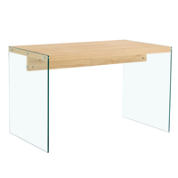 Table à manger rectangulaire moderne en MDF Top-Eigenes, structure en bois élégante et écologique, verre trempé transparent des deux côtés, pour salon
