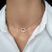 Kalung Wanita Perak Sterling 925 Liontin Geometris Berlapis Rhodium Rantai Melingkar Salib Hadiah Mewah Ringan