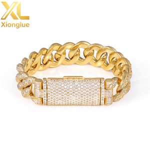 European American Hip Hop Cross-border Flip <b>Button</b> 18mm Cuban Bracelet Unisex Jewelry Nice Design - Product Image 1