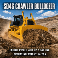 Bulldozer sur chenilles de 54 tonnes, 460 CV, lame de 16 m³, convertisseur de couple pour le défrichement minier et les grands travaux de terrassement