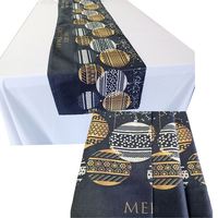 Logo Linen katun cetak sublimasi Digital kustom atau taplak meja Linen hijau pribadi Anda
