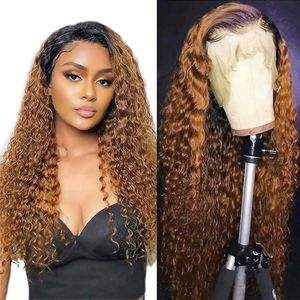 1B 30 Two-Tone for Ombre Deep Wave Glueless Wigs 13x6 HD Lace Front Raw Human Hair Natural Hairline Pre-Plucked Full HD <strong>Lacewig</strong> - Product Image 4