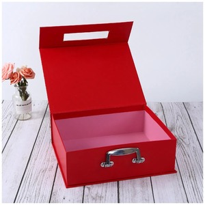 Customize Luggage <b>Design</b> Suitcase Boxes Hard Cardboard Paper Clothing Gift <b>Packaging</b> Box with Gold Handles - Product Image 3