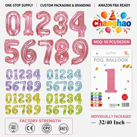 Ballons Chiffres en Cristal Gelée Premium 32 et 40 Pouces, Emballage Exquis, Ballons Transparents en Aluminium pour Décoration de Fête d'Anniversaire