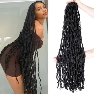 AliLeader 36 inç tanrıça sahte Locs tığ örgü Ombre sentetik ön-ilmekli Nu yumuşak Locs tığ saç uzatma siyah kadınlar için