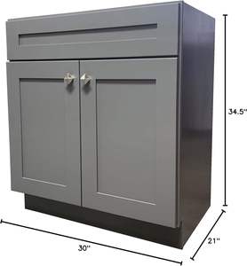 Offre Spéciale <span class=keywords><strong>30</strong></span> "de large x 21" de profondeur nouveau gris Shaker simple évier salle de bain vanité <span class=keywords><strong>base</strong></span> armoire laqué mat panneau de porte gris mélamine - Product Image 3