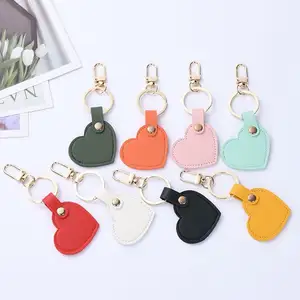 Custom logo Pu Leather Heart Shape Keychain Fashion Love Peach Car Cute Heart Pendant Key Chains Bag Decor Accessories