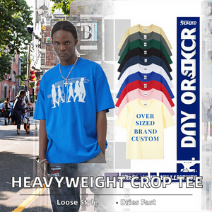 Camiseta de hombre de algodón 100% de corte holgado, estilo vintage, de secado rápido, manga corta, color liso, estilo streetwear, con hombros caídos y peso pesado. - Product Image 2