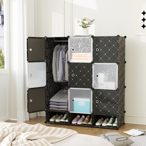 Porte-vêtements pliable multifonctionnel en plastique, armoire, porte-chaussures, organisateur de vêtements suspendus pour la chambre à coucher, meubles de maison - Product Image 4
