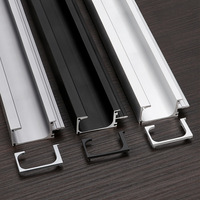 Kenop pintu lemari laci tepi jari tarik Aluminium lemari perkakas Modern pegangan profil G lemari dapur karton terima OEM