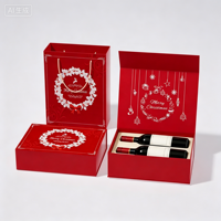 Luxuriöse Doppel-Flaschen-Weingeschenkbox Magnetische Karton-Tragetasche mit Fenster und Griff Champagner-Verpackungsbox