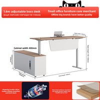 Bureau de direction électrique réglable en hauteur, table moderne intelligente assis-debout pour PDG avec double moteur et préréglages de mémoire pour le bureau