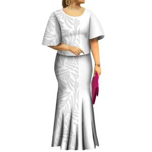 Tatuaje polinesio personalizado manga acampanada sirena Puletasi Samoa Ptaha Top y faldas de cola de pez conjuntos de 2 piezas vestido de mujer de talla grande - Product Image 2