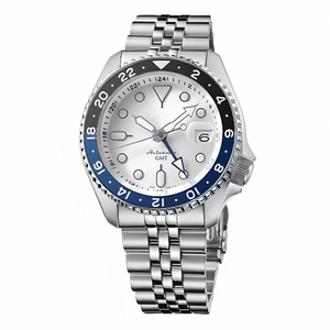 Reloj Deportivo Mecánico para Hombre con 5 Agujas GMT, Cadena de Cinco Eslabones en Bloques de Color, Acero Inoxidable, Movimiento NH34, Esfera de Cristal de Zafiro - Product Image 4