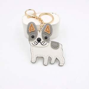 Llavero de Cuero con Diseño de Perrito Bulldog Francés o Border <span class=keywords><strong>Collie</strong></span>, Colgante Moderno para Bolso o Cartera - Product Image 2