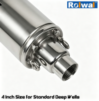 Pompe submersible à vis haute pression Rolwal QGD en acier inoxydable pour puits profond, moteur monophasé 7,5 CV, hauteur de refoulement 50 m, OEM