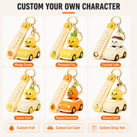 Porte-clés de voiture mignon en forme de fruit avec texte personnalisé sur sangle et anneau doré pour la décoration de sacs à dos et de sacs à main, vente en gros