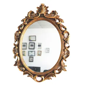 树脂框架仿古装饰壁挂镜子与树脂金花装饰镜优雅欧洲