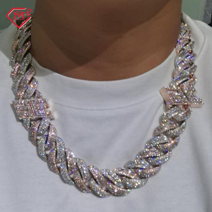 Kalung Miami Moissanite Cuban Iced Out Hip Hop Perak Sterling 925 dengan Potongan Baguette Moissanite Cuban Links Chains - Product Image 1