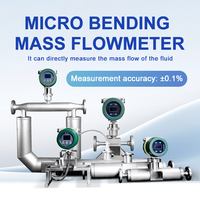 Débitmètre de masse à micro-courbure de haute précision, Débitmètre Coriolis en acier inoxydable SS304 SS316L pour la mesure de boues, de carburant et de gaz, 4-20mA RS485
